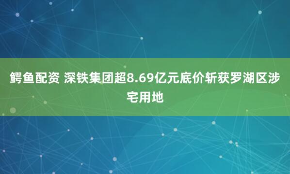 鳄鱼配资 深铁集团超8.69亿元底价斩获罗湖区涉宅用地